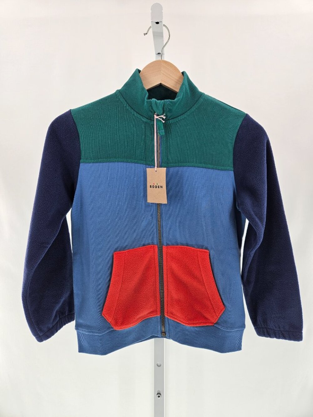 NWT Orig Packaging | Mini Boden Colourblock Zip Fleece Jacket | Boys 8-9Y